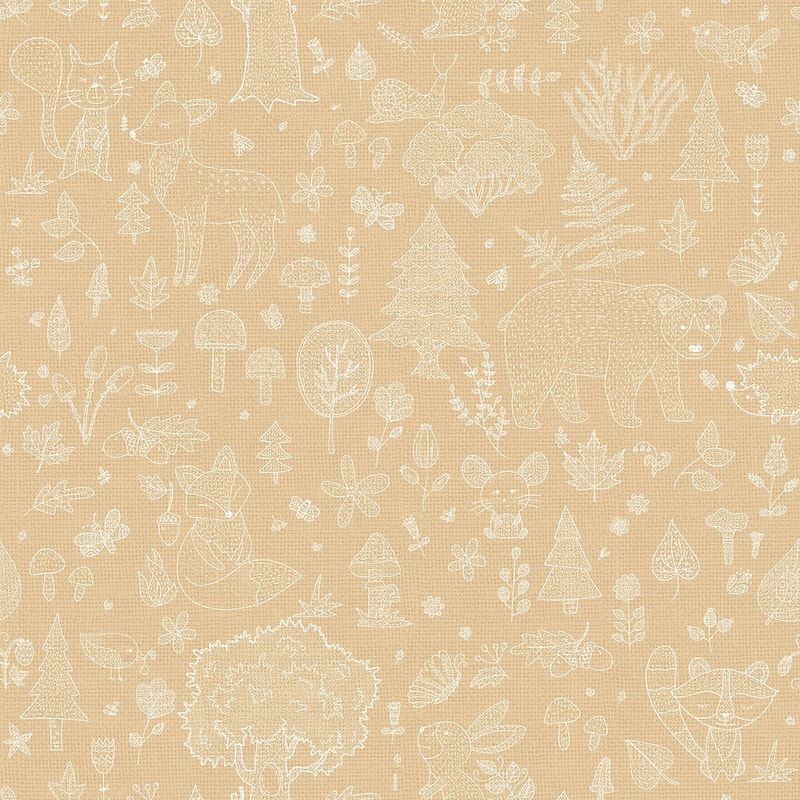 Galerie Wallcoverings Little Explorers 2 Forest Kingdom Non-woven Matte Wallpaper Roll - 33 feet x 21 inches - Yellow