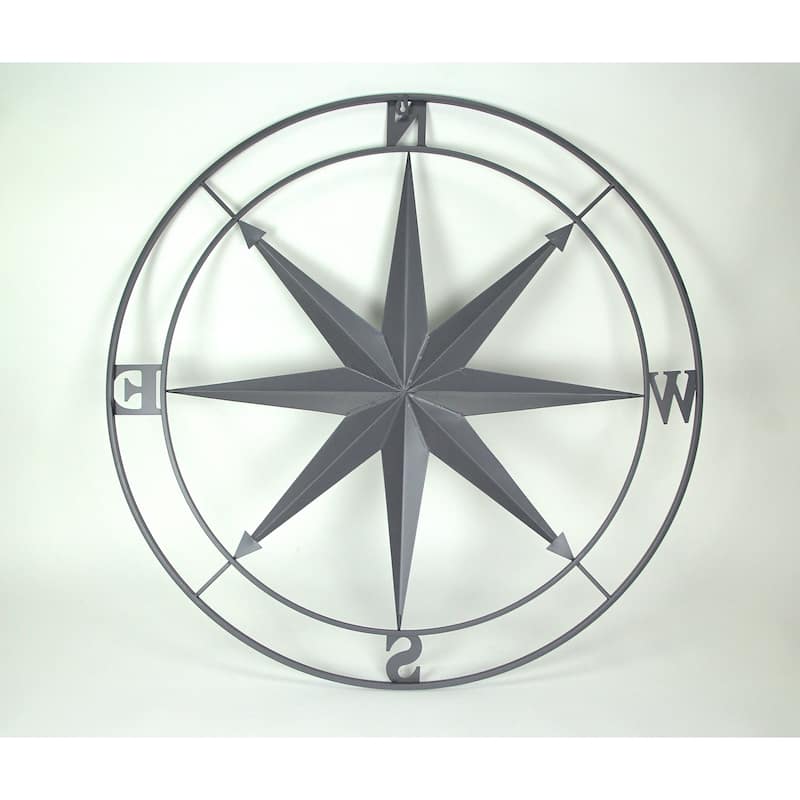 Zeckos Galvanized Metal Nautical Compass Rose Wall Hanging 36 In.