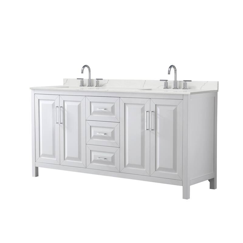 Wyndham Collection WCV252572D-QTZ-US3MXX Daria 72" Free Standing - White / Giotto Quartz Top / Polished Chrome