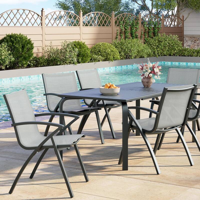 Patio Dining Chairs Set of 2/4, Outdoor Stackable Chairs with Metal Frame and Backrest