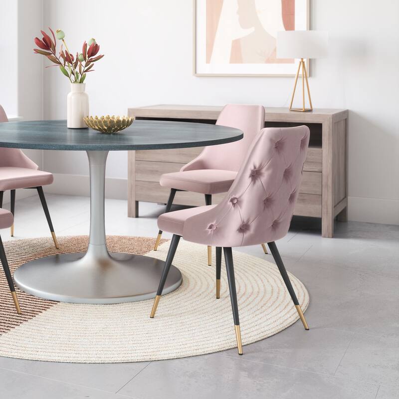 Dining Chair (Set of 2) - Product (in) : 20.5" W x 24.6" D x 34.8" H - Pink, Black, Gold