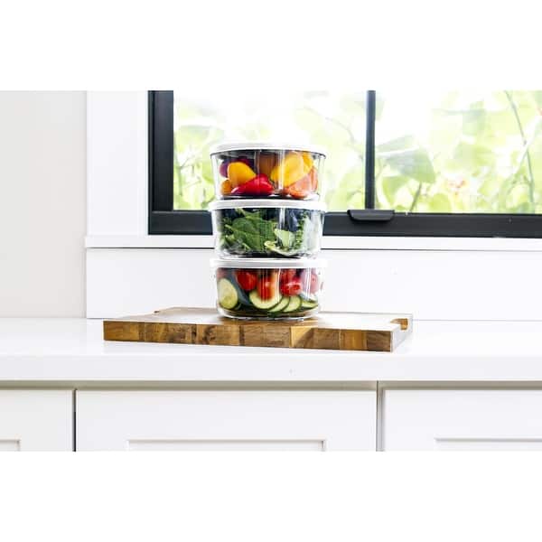 3-Piece Glass Food Storage Container, 4-Cup/32oz, Round - Bed Bath & Beyond  - 39593098