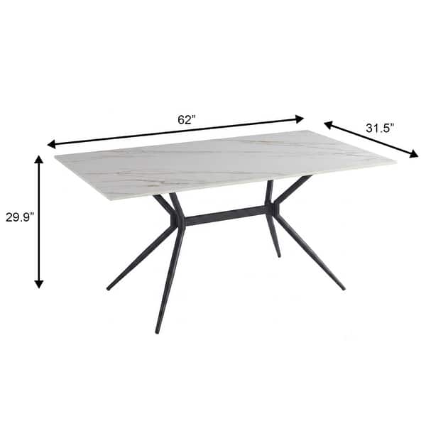 dimension image slide 2 of 20, Elega Modern Sintered Stone Dining Table Modern Trestle Base Powder-Coated Steel Frame Kitchen Table - 47"-71"
