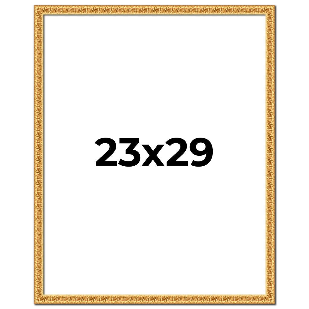 23x29 Frame Gold Real Wood Picture Frame Width 1 inches | Interior