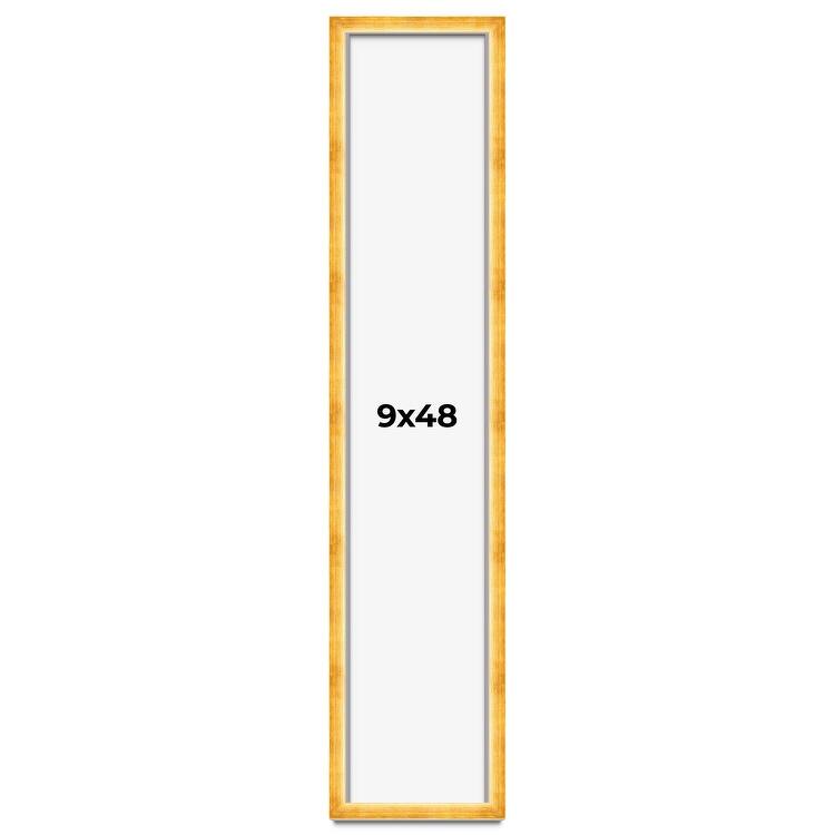 9x48 Shadow Box Frame Gold | 1.625 Inches Deep Real Wood Traditional