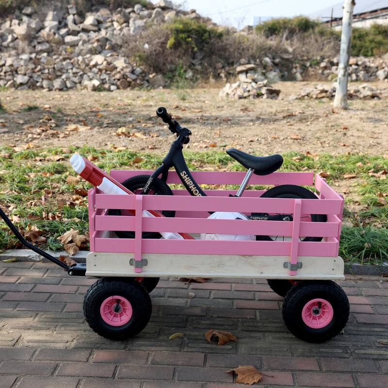 Fresh blue wooden household trolley for children's toy transportation/garden tool cart/outdoor portable trolley