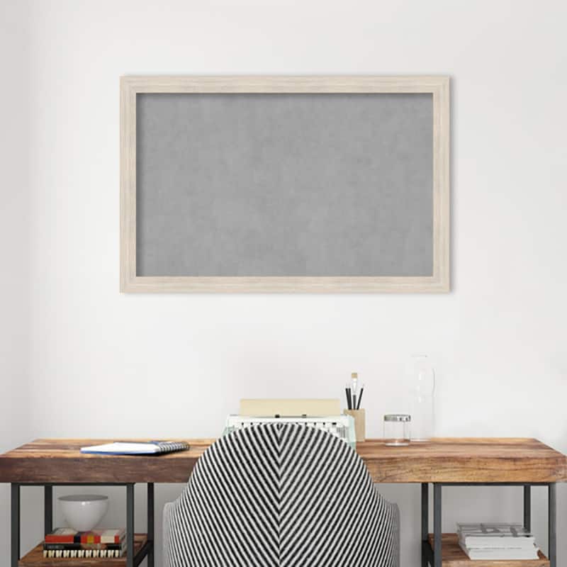 Amanti Art Hardwood White Wash Narrow Framed Magnetic Board