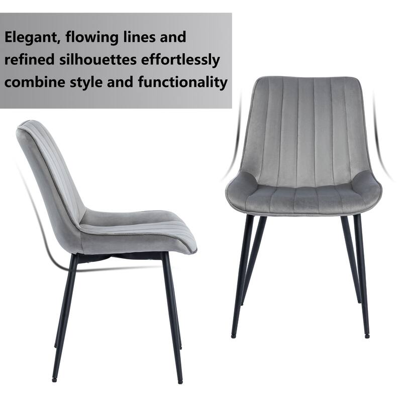 XINMICS Mid-century Modern Dining Chairs, Velvet Upholstered Metal Side Chair, Set of 2/4/6