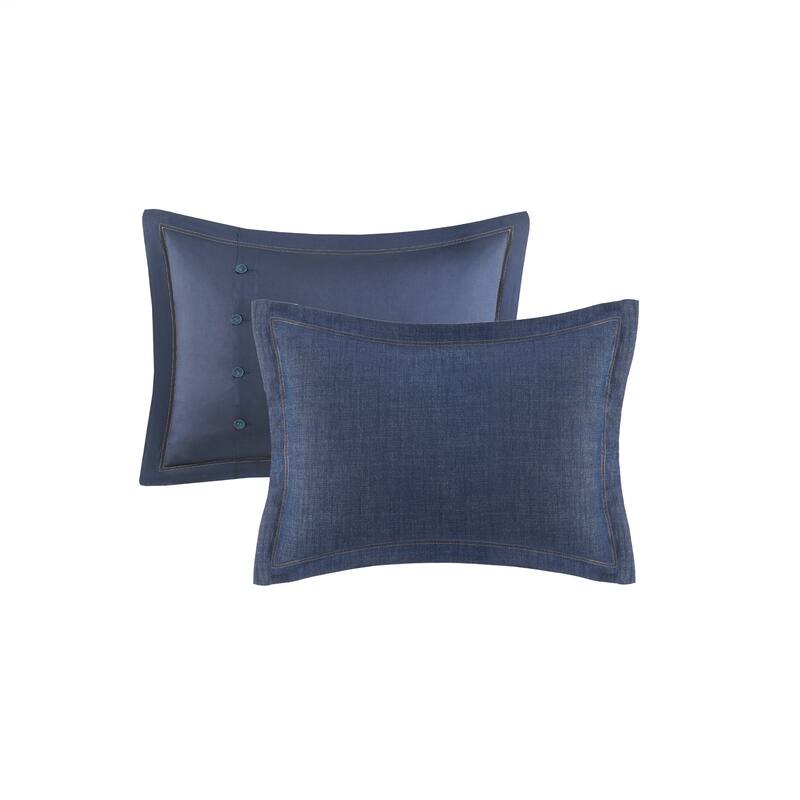 Woolrich Perry Blue Oversized and Overfilled Denim Comforter Set