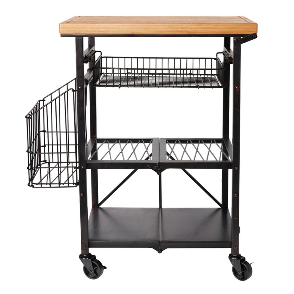 Artesa Folding Kitchen Cart with Baskets