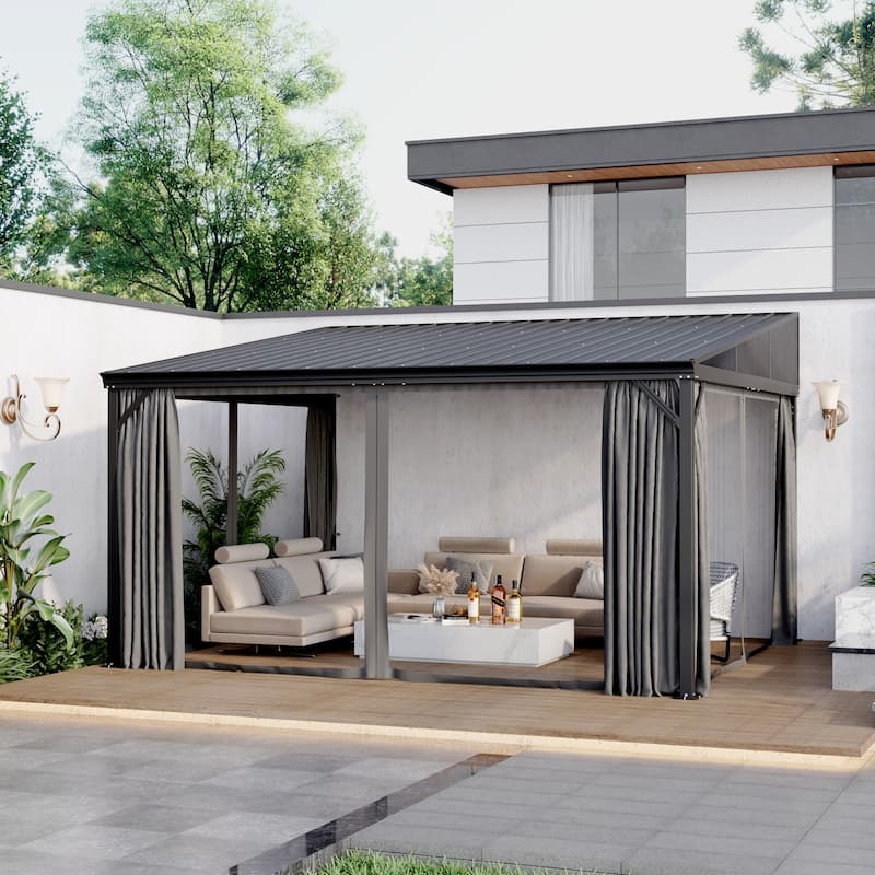 Aluminum Patio Gazebo Curtains Mosquito Netting Outdoor Canopy Backyard Poolside Garage Door