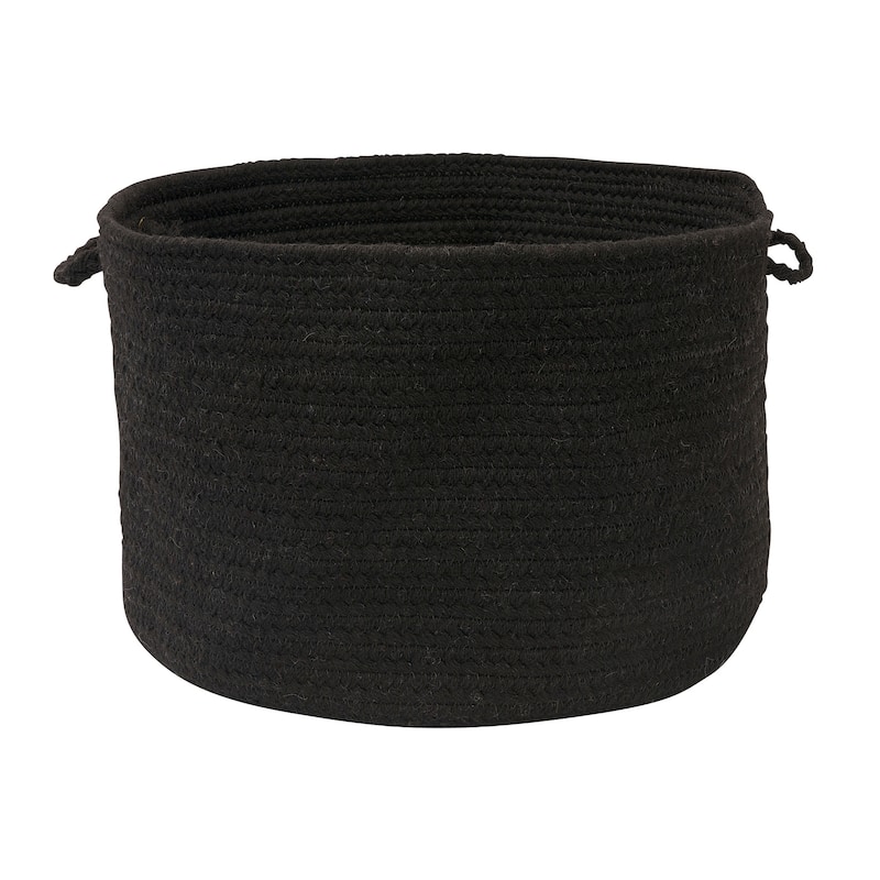 Bristol Braided Wool blend Storage Basket - 18"x18"x12" - Black