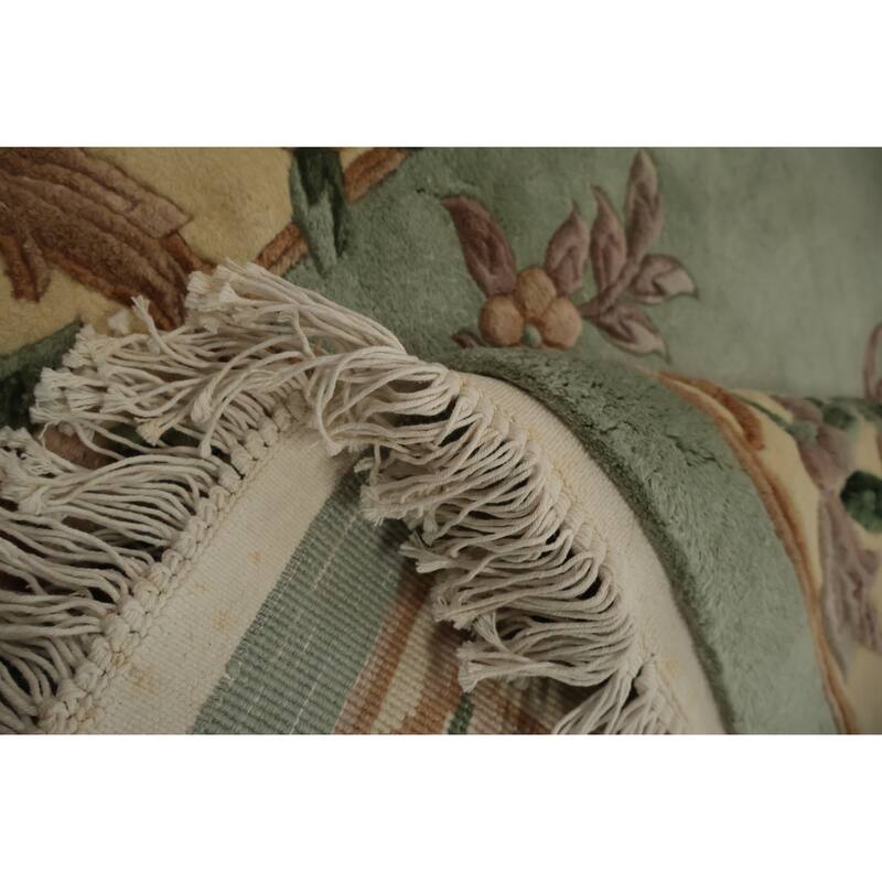 Hand Knotted Oriental 100% Wool Carpet Traditional Floral Green Art Deco Area Rug - 6' 1'' X 3' 11''