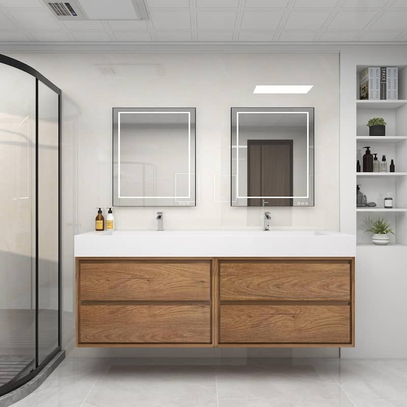 Victoria 60" Wall Mounted Vanity with Double Acrylic Sink (60DD)