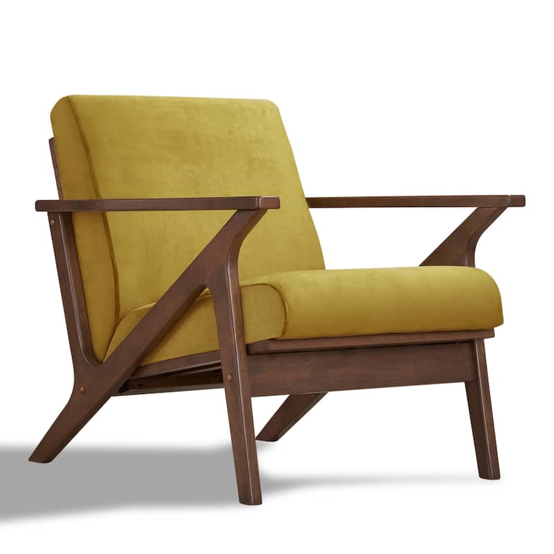 Omax Decor Zola Lounge Chair - Gold Velvet/Walnut