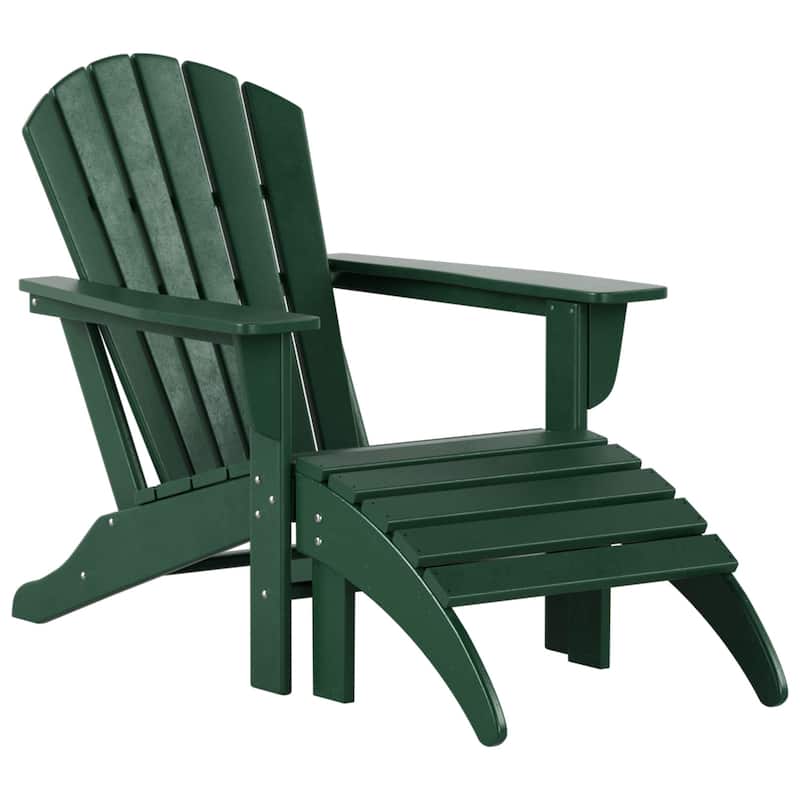 Altura Classic Outdoor Eco-Friendly All Weather Adirondack Chair with Ottoman (2-Piece Set)