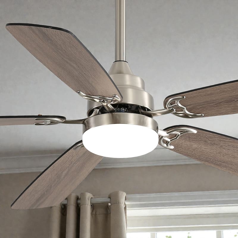 52 Inch Indoor Ceiling Fan with LED Light, 6-Speed Quiet DC Motor, 5 Blades, Dual-Color Design, Remote Control