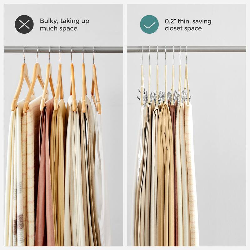 Modern Plastic Non-Slip Velvet Clothes Hangers with 2 Adjustable Clips Suitable for Trousers and Skirts