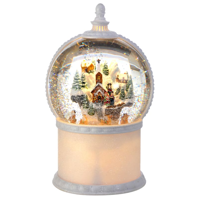 11"Led Battery Operated Timer Mountain With Santa Water Globe Usb