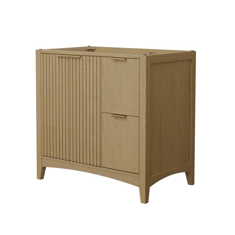 Wyndham Collection WCF9191-36S-CXSXXMXX Palmilla 36" Single Free - Natural Oak / Brushed Gold Hardware