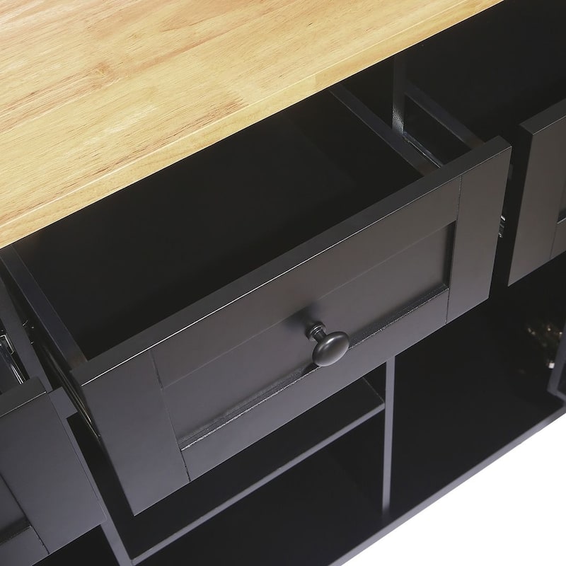 Kitchen Island Cart with Wheels Drop-Leaf, Storage Racks