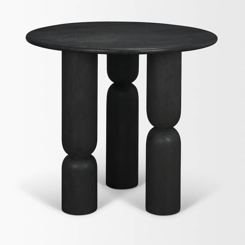 Sonel Pedestal Medium Dark Brown / Matte Black Acacia Wood Foyer Table -  35.0L x 4.5W x 35.0H