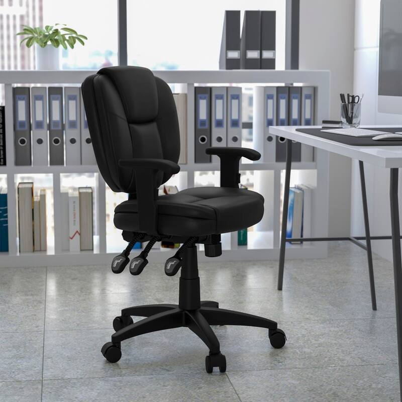 Mid-Back Multifunction Swivel Ergonomic Task Office Chair - 25.75"D x 19.75"W x 35" - 41"H