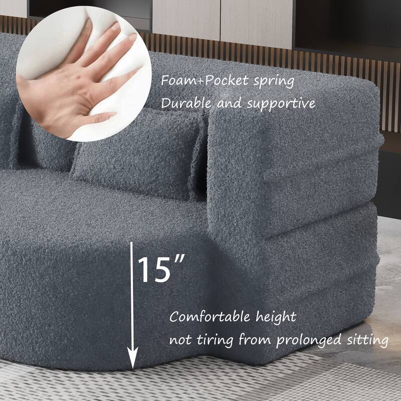 Versatile Convertible Foam Sofa Bed with Removable Cushions and Pillows
