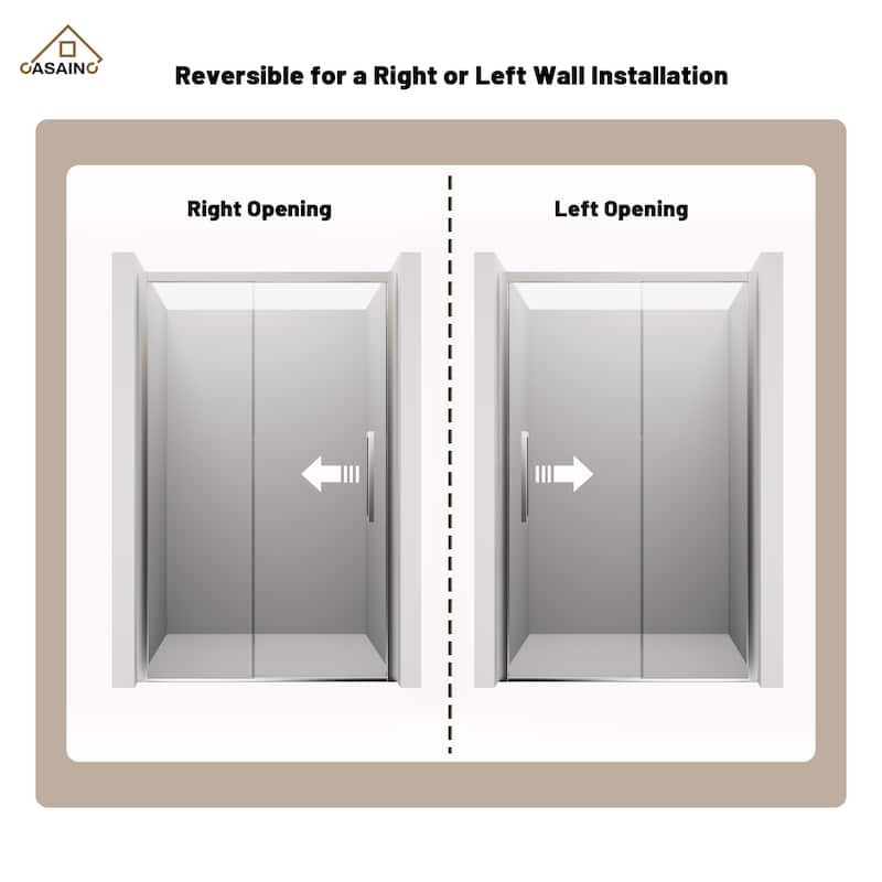 CASAINC 48 in. W x 76 in. H Sliding Framed Shower Door with SGCC Certification