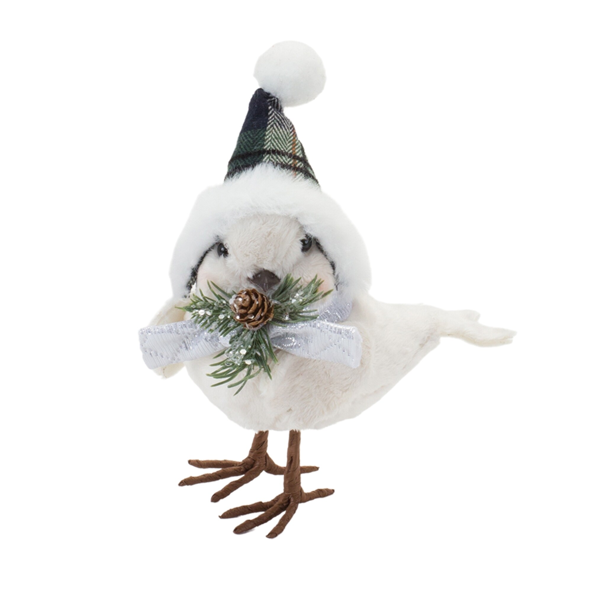 Winter Bird with Hat and Pine Accent (Set of 6) - 3.5