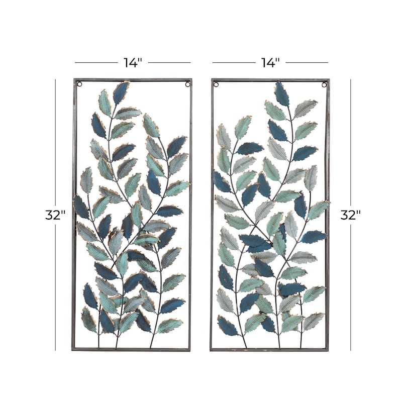 Metal Leaf Home Wall Decor - Set of 2 Black - Roche River Decor