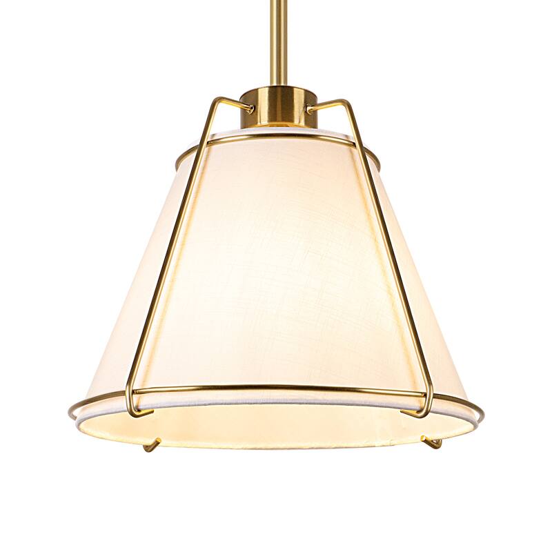 JASIWAY Modern Light Brass Chandelier with E26 Base and Fabric Shade