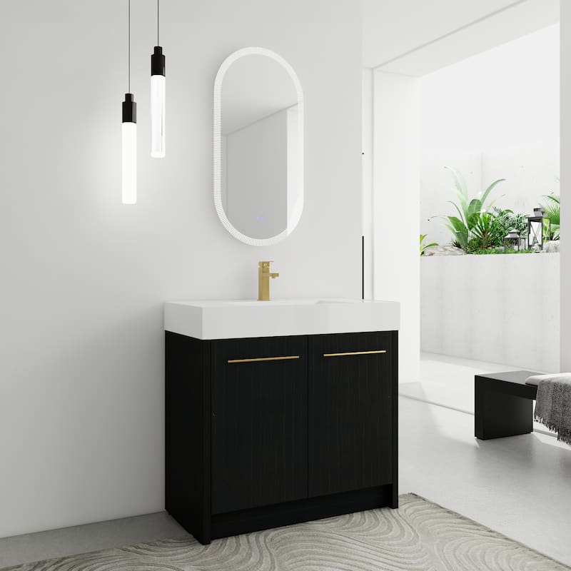 36 Inch Freestanding Bathroom Vanity with Resin Sink, With Soft Closing Door, KD-Package