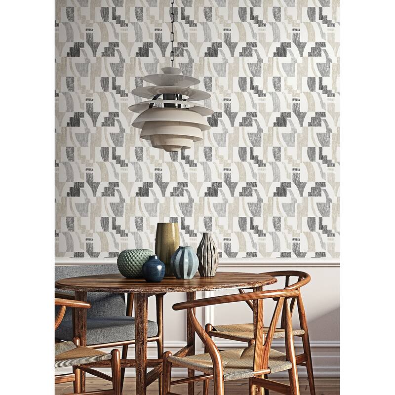 NuWallpaper Taupe Multi Lenny Geometric Peel & Stick Wallpaper