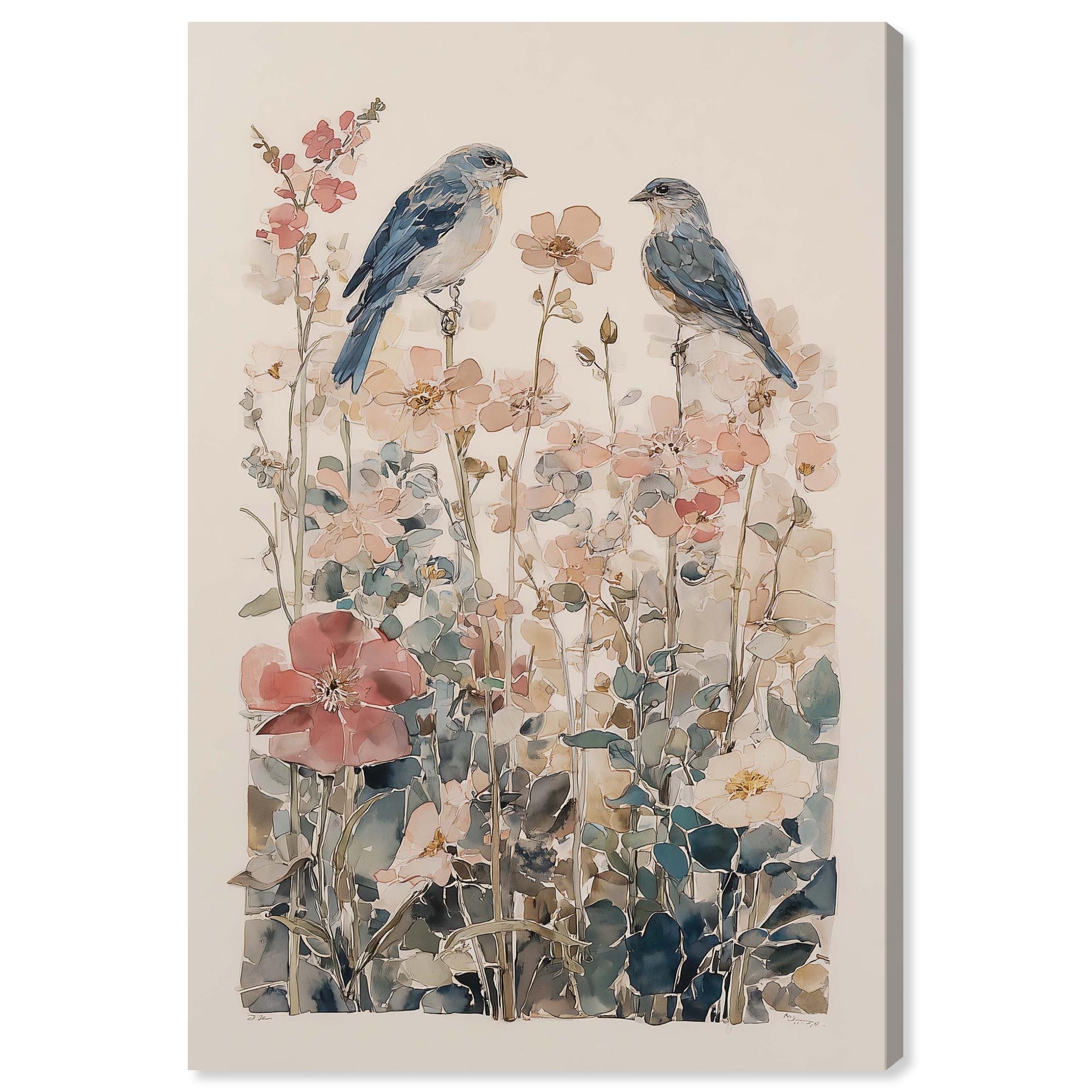 Delicate Birds Kitchen Wall Decor Canvas Print by Art Remedy