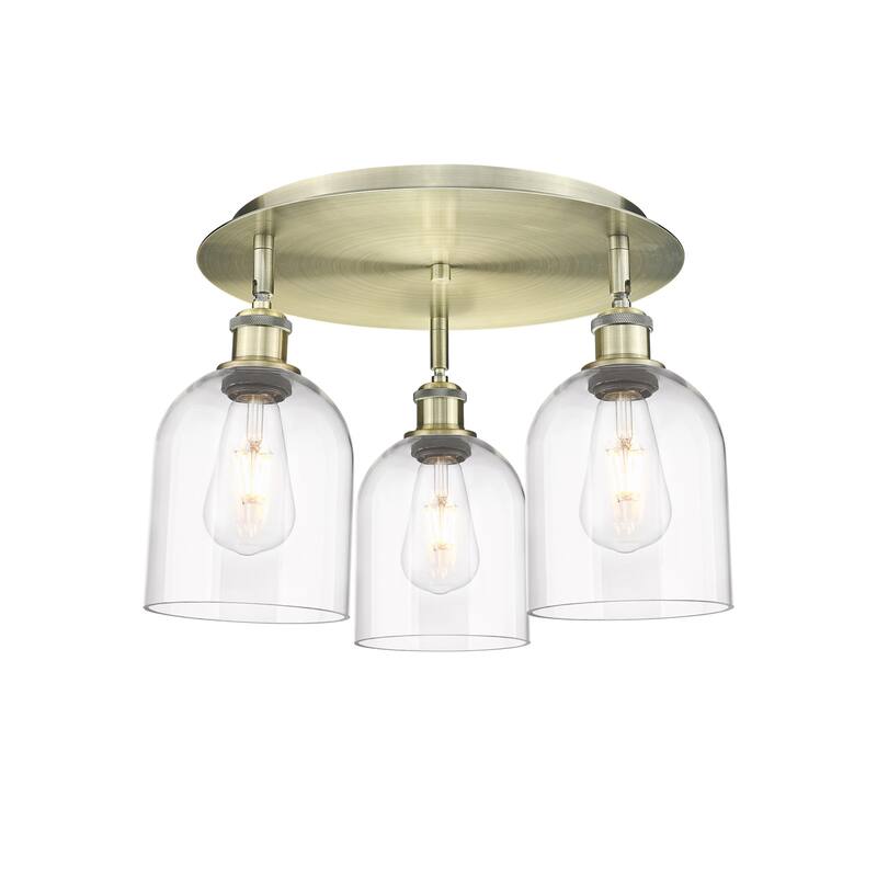Innovations Lighting 516-3C-11-18 Bella Flush Bella 3 Light 18" Wide - Antique Brass / Clear