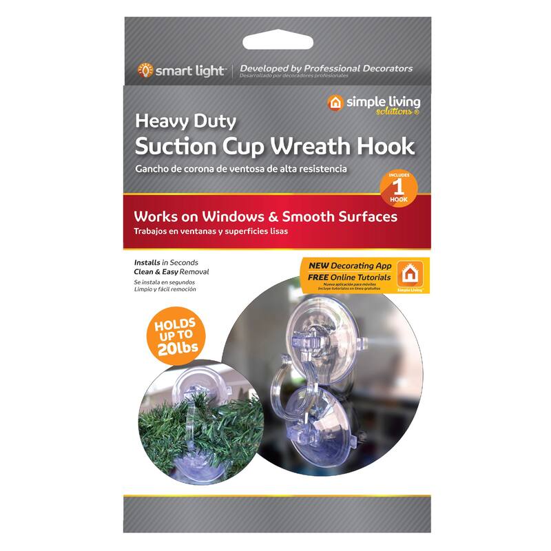 7" Clear Jumbo Suction Cup Christmas Wreath Hook