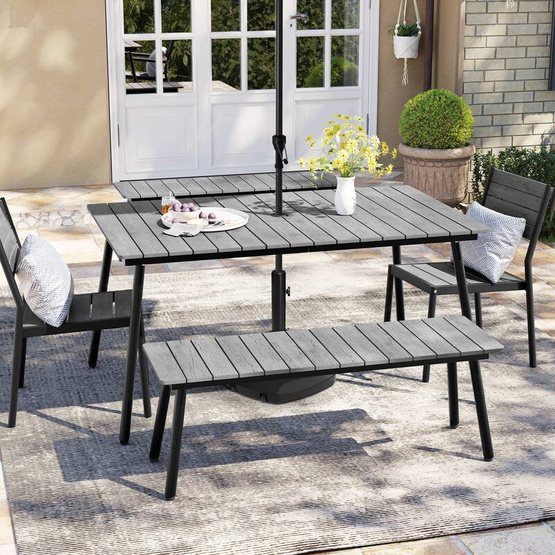 Pellebant Outdoor Patio Dining Set with Stackable Dining Chairs and Bench