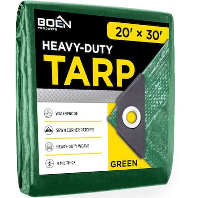 Boen 20 x 30 Green Medium-Duty Polyethylene Tarps