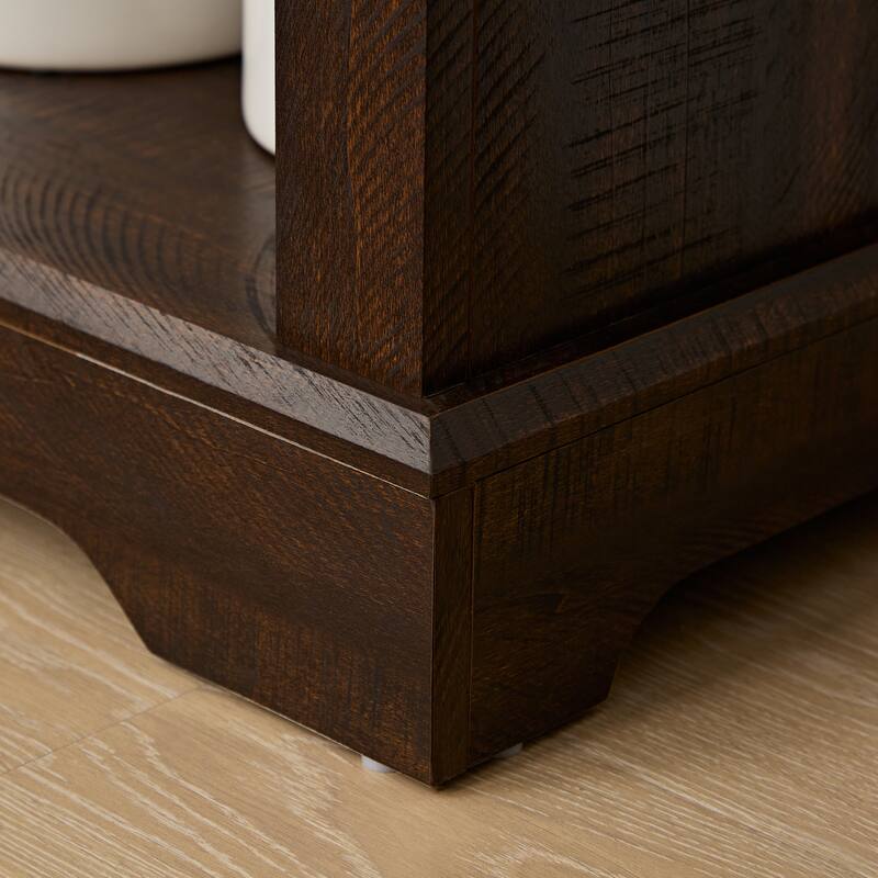 Buffet Cabinet, Wine Bar Cabinet W/Open And Hidden Shelves, Barn Doors, Quality Hardware Free Standing Storage Cabinet