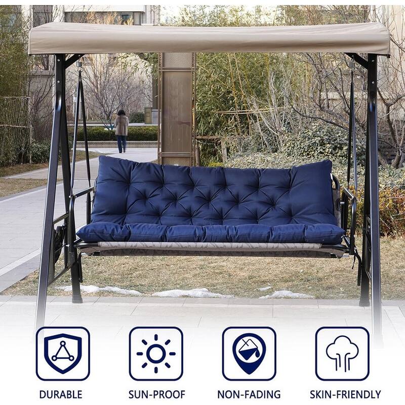 Outdoor Swing Cushions Replacement, Outdoor Thickened Bench Cushion with Ties for Porch,Patio,Backyard,Garden