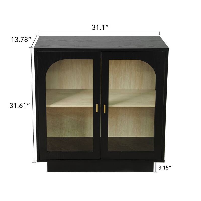 2 Storage Cabinet with Glass Door for Living Room, Dining Room, Study
