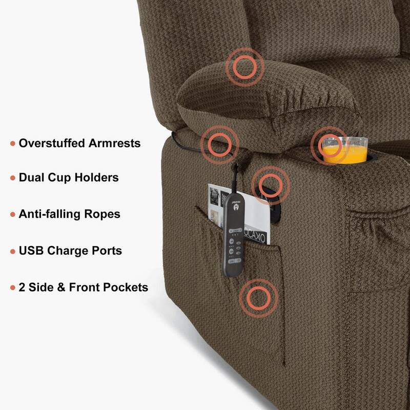 MCombo Power Reclining Loveseat Sofa with Heat and Massage, Fabric PR648