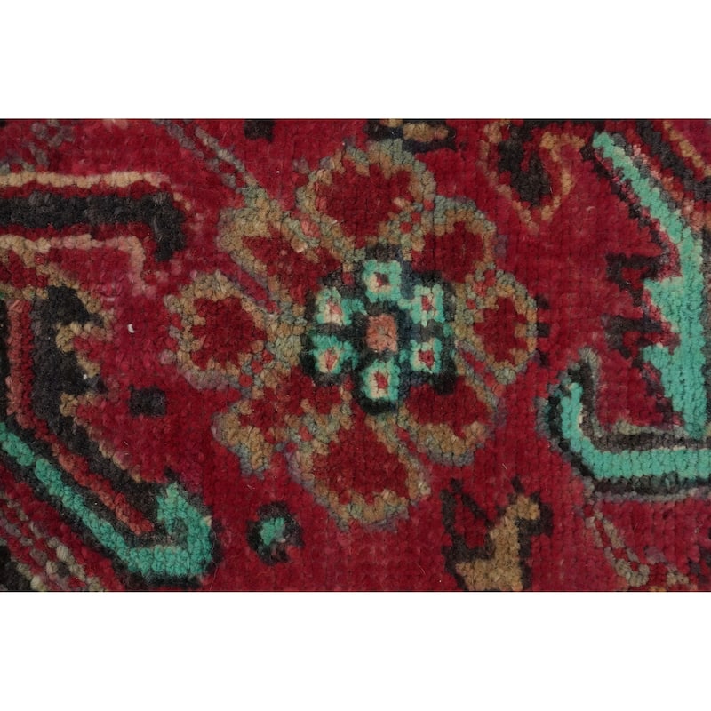 Hand Knotted Oriental 100% Wool Carpet Traditional Medallion Red Heriz Area Rug - 13' 3'' X 7' 7''