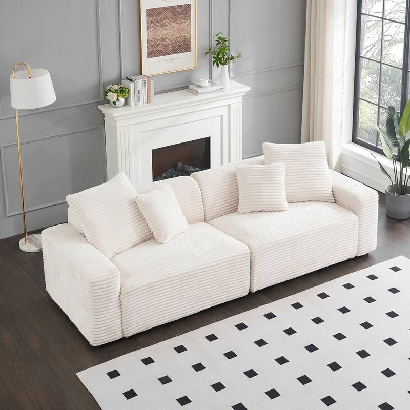 104.72-inch 4-seat large sofa with 4 throw pillows