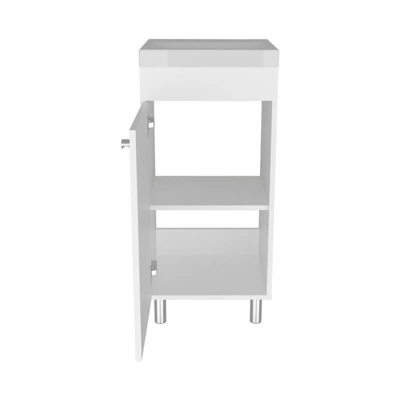 Bathroom Vanity, 1 Door, 4 Legs, 2 Shelves with Engineered wood construction for durability