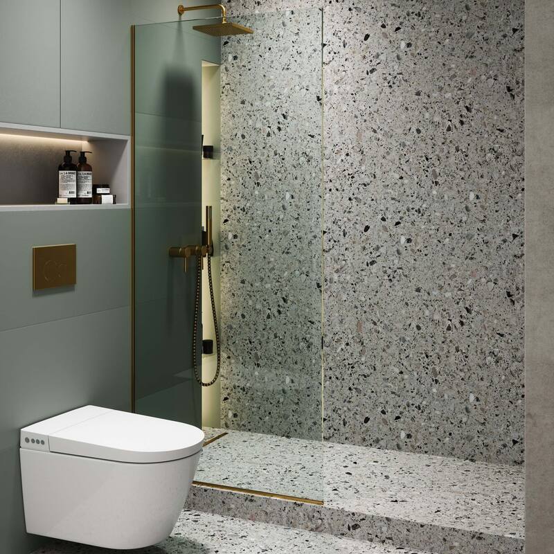 Fine Fixtures Single Fixed Clear Tempered Glass Shower Panel
