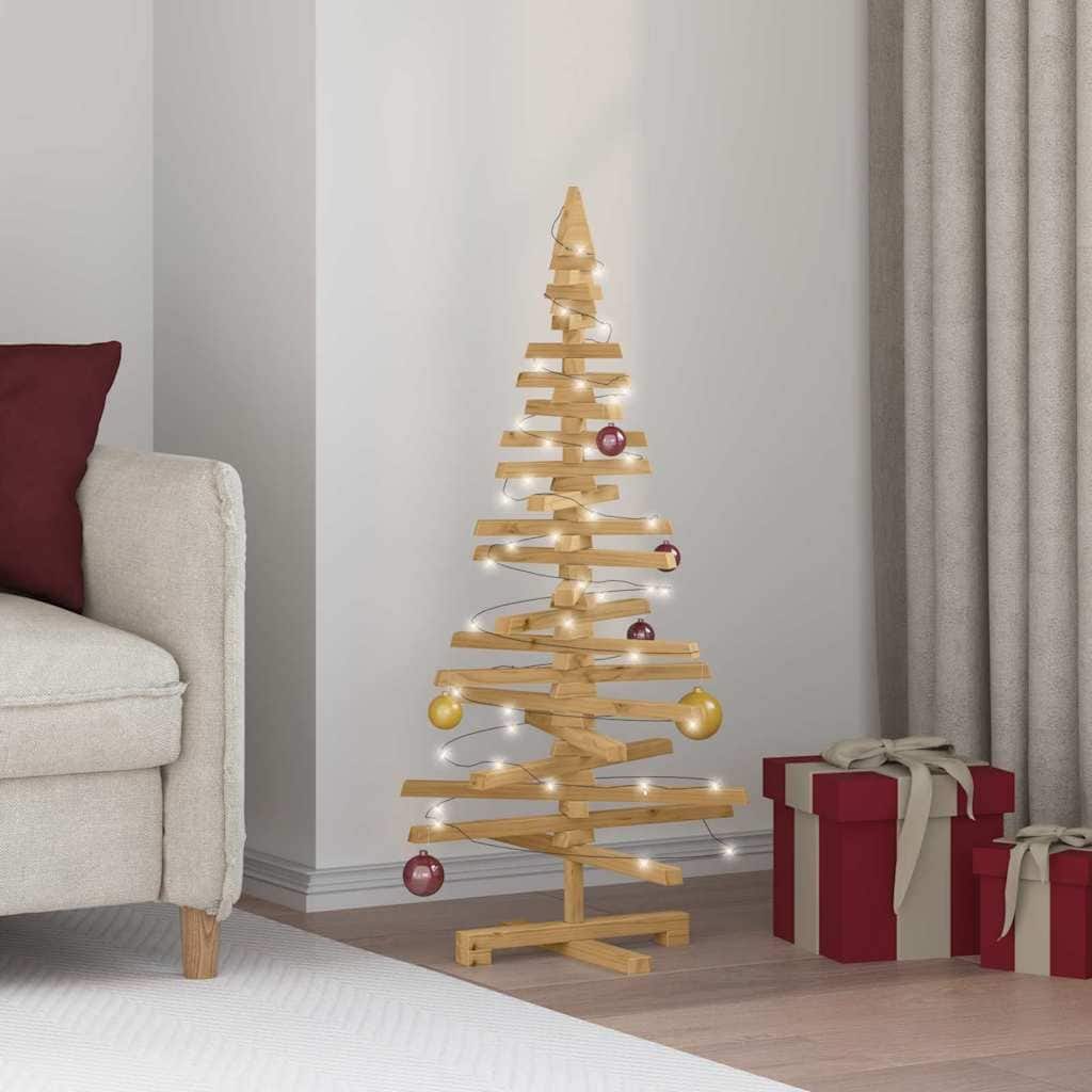 vidaXL Wooden Christmas Tree with Stand Brown Solid pine wood