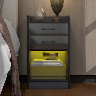 Nightstand with 2 Drawers and Cabinet,USB Charging Ports