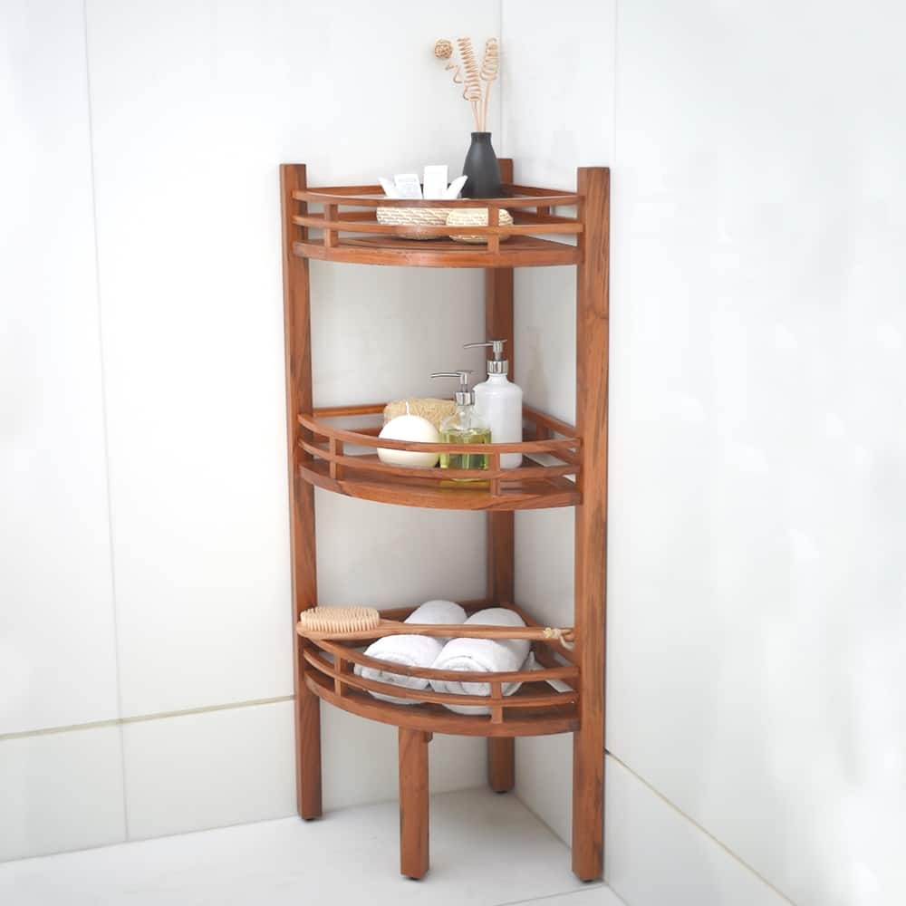 Cambridge Casual 3-Tier Estate Spa Teak Corner Shower Shelf